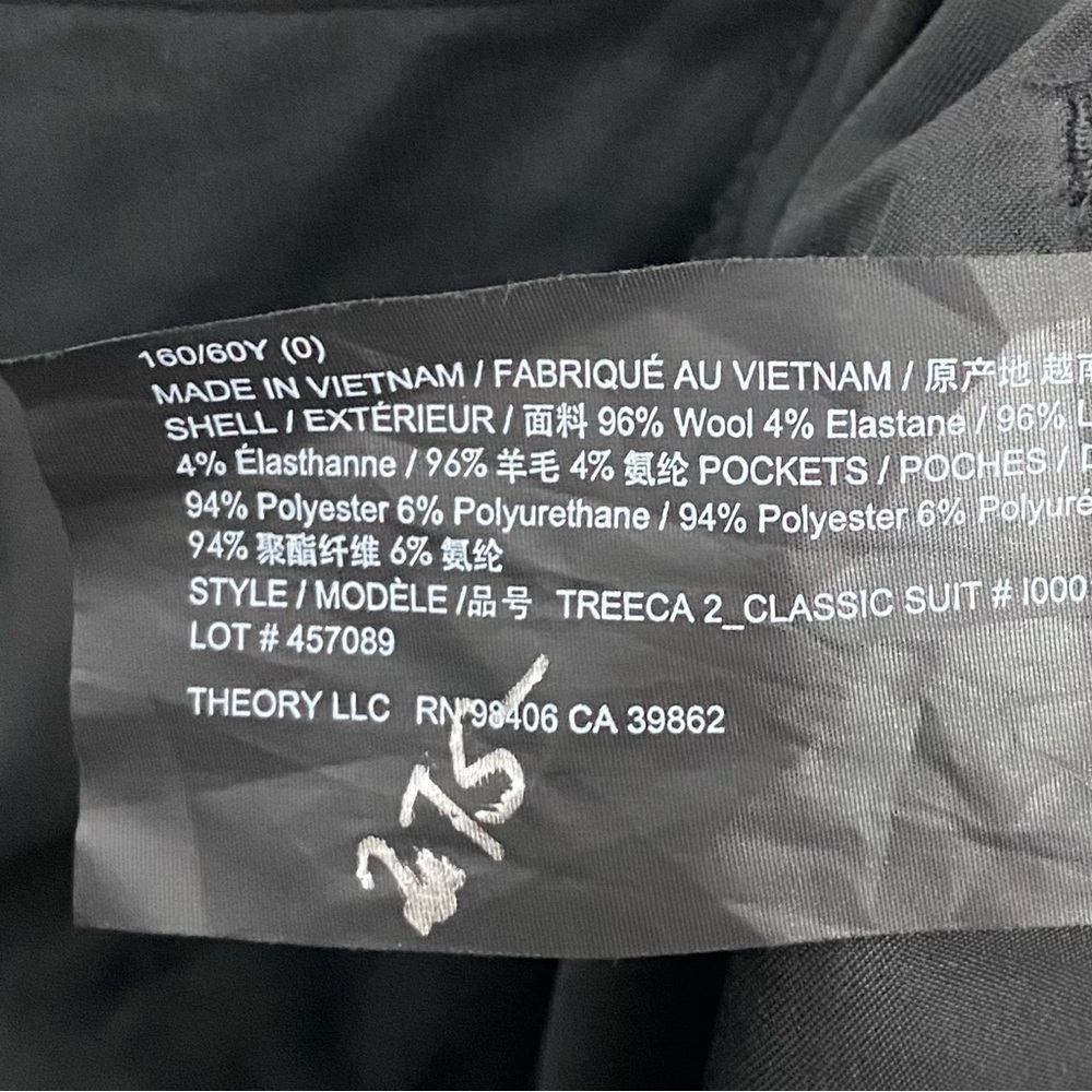 Theory Treeca 2 Classic Suit Pants in Black - Picture 8 of 9